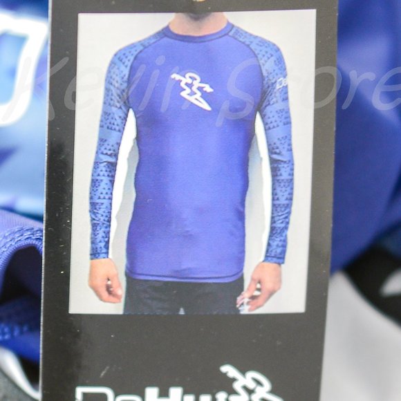 Da Hui Mens Long Sleeve Rash Guard  Blue - Picture 4 of 6